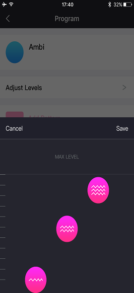 Screenshot der Lovense Remote-App 3 ständige Stufen