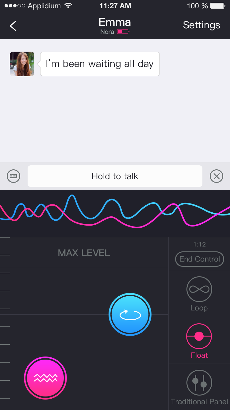 Screenshot der Lovense Remote-App long-distance control.